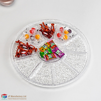 Plateau alimentaire de luxe transparent de qualité alimentaire pour fruits, bonbons, noix, avec compartiments, plateau à gâteaux, assiettes