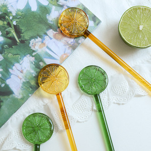 New Eco-friendly Lemon Slice Glass Stirring <strong>Stick</strong> Handle Cocktail Mixing <strong>Stick</strong> with Long Handle for Bar, Juice, Coffee &amp; <strong>Milk</strong> - Product Image 4
