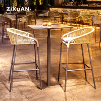 Meubles de jardin en rotin d'extérieur, chaise moderne pour terrasse d'hôtel, tabourets de bar en aluminium tressé, table à manger pour restaurant