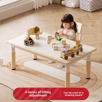 Ensemble de table et chaises durables pour la sécurité des enfants de maternelle, table de dessin et de gribouillage pour six personnes, table en plastique réglable en hauteur