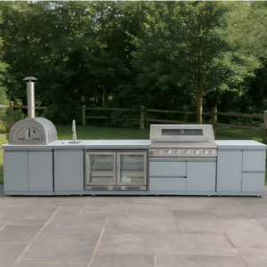 Grande <span class=keywords><strong>Isola</strong></span> <span class=keywords><strong>Cucina</strong></span> da Esterno in Metallo con 7 Bruciatori, Barbecue e Set Combinato di Mobili da Giardino Personalizzabile - Product Image 1