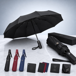 Parapluie pliant automatique 10 baleines avec logo personnalisé, grand dôme en pongé, coupe-vent, idéal pour cadeaux d'entreprise, vente en gros et marketing publicitaire - Product Image 1