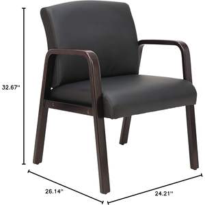 Silla de Recepción Alera ALE Serie Lounge en Color Espresso/Cuero Negro para Oficina, Sala de Estar u Hospital, Fabricada en Metal Resistente, Hierro y PU - Product Image 1