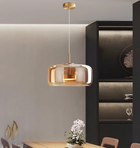 Lustre suspendu LED moderne <span class=keywords><strong>et</strong></span> minimaliste en verre ambré pour la maison, l'hôtel, la chambre à coucher, la <span class=keywords><strong>cuisine</strong></span>, le bar, l'îlot - Product Image 2