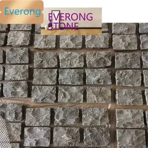 Cobble đá Granite đen tự nhiên màu đen basalt lát nền cho cách lái xe