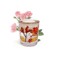 Luxus Gel Wachs getrocknete Blumen Duft kerzen mit doppelwandigen Tasse handgemachte Gel Wachs Duft kerzen mit getrockneten Blumen