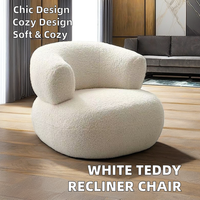 Nordique blanc unique Teddy inclinable bras luxe Boucle cuir chaise longue en cuir inversé paresseux loisirs Club pour chambre salon