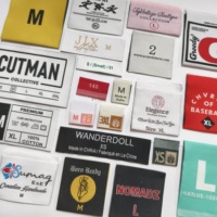 Étiquettes tissées personnalisées haute densité avec logo de marque imprimé, étiquettes textiles privées thermocollantes pour fabricants de vêtements