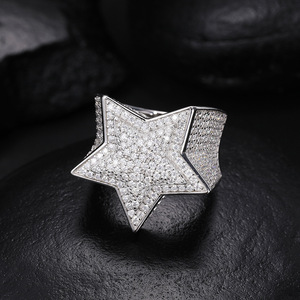 嘻哈时尚3D明星VVS D Moissanite戒指闪亮925纯银戒指结婚派对礼品订婚饰品 - Product Image 4