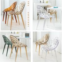 Chaise de toilette sans accoudoirs en polycarbonate transparent ergonomique au design diamant pour chambre à coucher, salle à manger, appartement