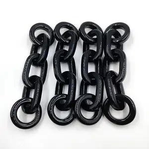 Ch91501 Handbag handles Decoration Black Chunky Seamless Plastic Resin Bag Chain With Round Oval Buckles Link