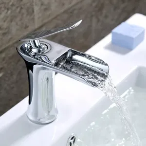 Sanitärarmatur Waschbecken Kupfer Messing Einzelfinger Wasserfall-Becken Badezimmer-Wasserhahn Wasserzeichen
