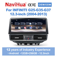 Navihua - Radio con Pantalla Android de 12.3 Pulgadas, Navegación GPS, Sistema Multimedia Carplay, Estéreo para Automóvil, Compatible con Infiniti G25 G35 G37 2004 2013