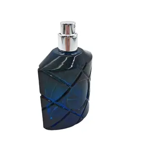 High Quality New Design Dark Blue 40ml Rhombus Glass Perfume Bottle Fragrance Empty Packaging