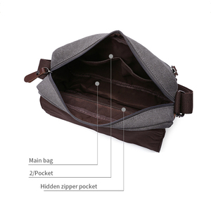 Low MOQ Wholesale Custom Durable Vintage Expandable Casual Canvas <b>Shoulder</b> Crossbody <b>Bag</b> for <b>Men</b> - Product Image 3