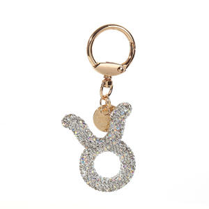 Porte-clés zodiaque de luxe en strass pour femme, pendentif de sac à main tendance avec constellation scintillante, <span class=keywords><strong>petit</strong></span> cadeau en gros pour elle - Product Image 3