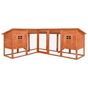 Clapier à lapins en bois massif JX Outdoor avec un design spacieux, protection contre le vent et la pluie, intérieur chaud et grande zone d'activités - Product Image 2