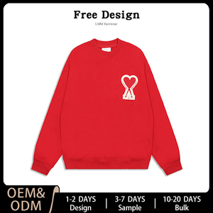 <span class=keywords><strong>Felpa</strong></span> Girocollo a Maniche Lunghe AMI Nuova <span class=keywords><strong>con</strong></span> Etichette, Distintivo a <span class=keywords><strong>Cuore</strong></span> Grande, Unisex, 100% Cotone, Autunno Inverno, Logo Personalizzabile Disponibile - Product Image 5