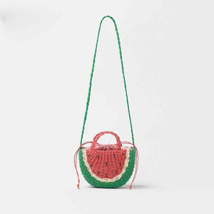 2024 <strong>Fruit</strong> Bag Watermelon Straw Handbag Female Handbags Cute Beach <strong>Tote</strong> Bag Crossbody Bag - Product Image 1