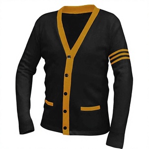 Cárdigan de Punto Jacquard Personalizado, 100% Acrílico, Transpirable, para Mujer, con Cuello en V, Botones Cubiertos, Bolsillos Delanteros, para Invierno - Product Image 1