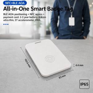 Manufacturer BLE AOA Badge <b>Tag</b> 102mm NFC Access 550mAH 2-3 Year IP65 Ultra-Thin 4.4mm for Office Hospital Campus Personnel - Product Image 1