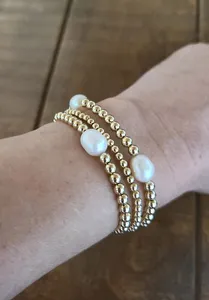 Pulseira de joias da moda pérola de água doce pulseira de contas de aço inoxidável DIY joias personalizadas para mulheres atacado