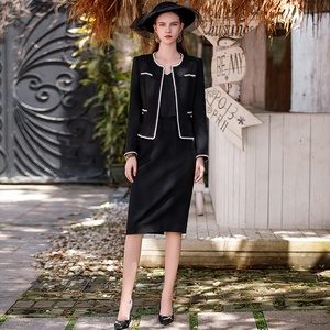 Neueste <span class=keywords><strong>Blazer</strong></span> Kleid <span class=keywords><strong>Plaid</strong></span> Damen Damen Tweeds <span class=keywords><strong>Blazer</strong></span> Zweireiher Anzüge Rock Weste Drei Stück Sets - Product Image 3