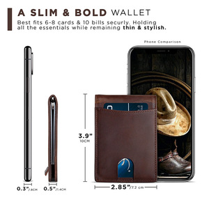 Portefeuille ultra fin pour homme avec blocage RFID, accès rapide aux cartes de crédit, avec pince à billets en acier inoxydable - Product Image 3