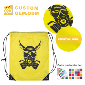 Wholesale Cheap Custom Printed Polyester Gym Bag Reusable Waterproof Drawstring Backpack for Sports Promotional Gym Accessory