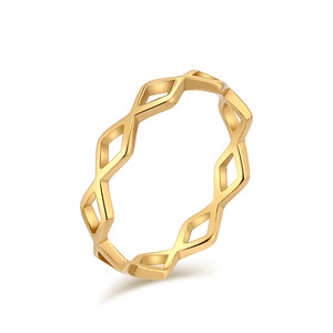 Anillo minimalista INS de titanio y acero con forma de diamante hueco, moderno y elegante, anillo de acero inoxidable de alta gama. - Product Image 5