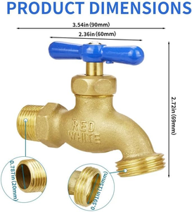 TMOK 1/2 NPT 3/4 ГТ наружный латунный клапан наружный водяной шланг нагрудник кран водопроводный кран - Product Image 6