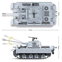 Tanque Panther Alemán Militar de la Segunda Guerra Mundial 121, Serie de Armas de Soldados, Modelo de Ladrillos de Construcción para Niños, Sets de Bloques de Construcción de la Segunda Guerra Mundial