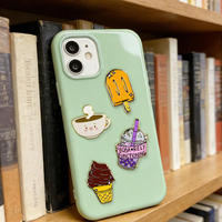 Épinglette en métal personnalisée, motif dessin animé de dessert (crème glacée, tasse de café, gobelet), pour décoration DIY de coques de téléphone et badges en émail