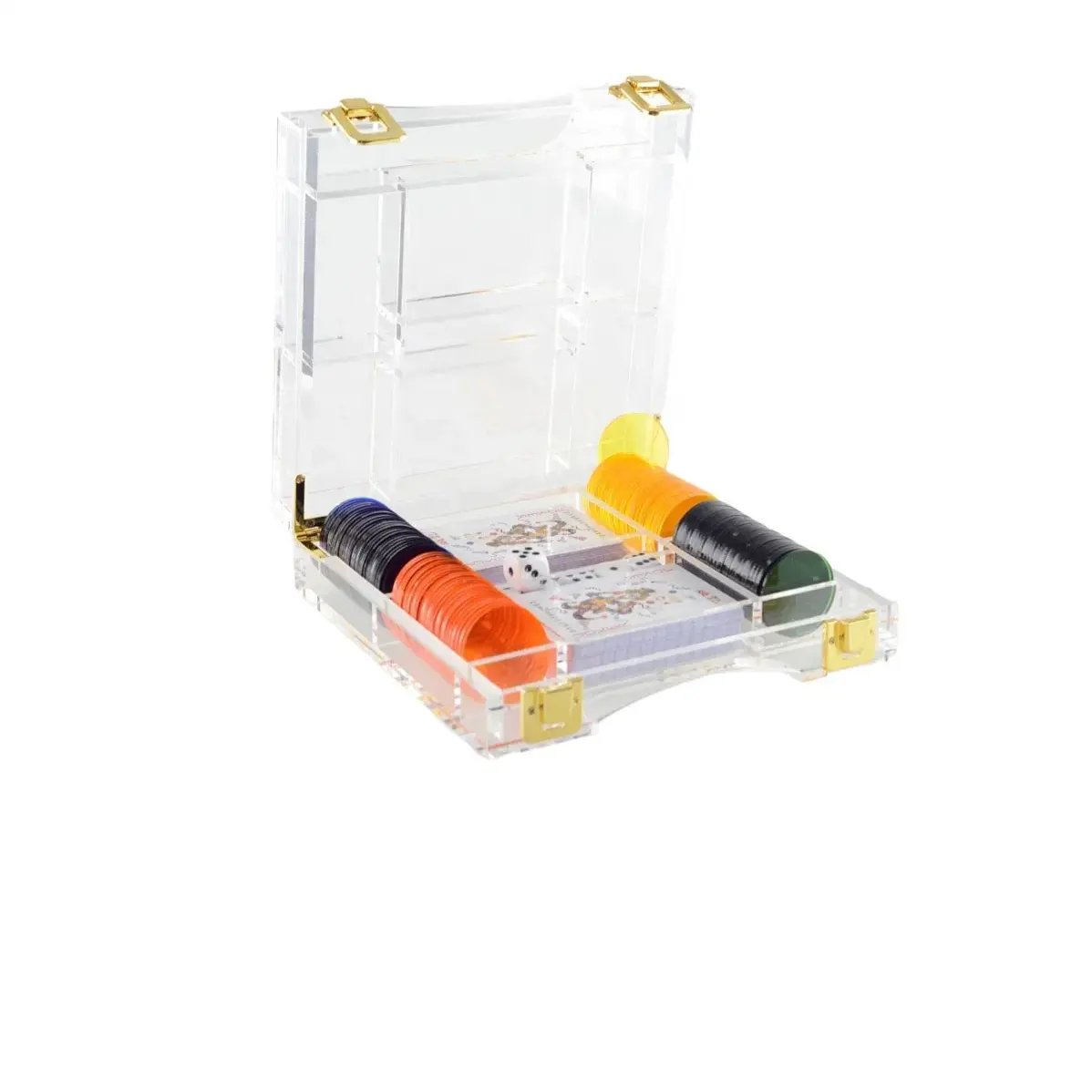 Gioco di Lucite Poker Set personalizzato acrilico lucite poker gioco gioco di gioco con chip di carte con scatola acrilica