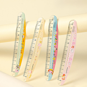 Custom Cartoon Acrylic UV Printed Plastic Piggy Page Series Wave Curving Drawing Ruler Multifunctional Measuring Scale - Product Image 1