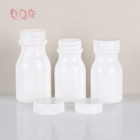 Bouteille de lait HDPE à long cou 50ml 60ml blanc opaque mat 31mm rond avec bouchon résistant aux enfants pour le stockage des médicaments