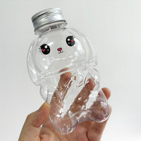 Bouteilles en plastique PET jetables, mignonnes et créatives en forme d'animaux, ours, lapin, chat, pour boissons avec couvercle en aluminium
