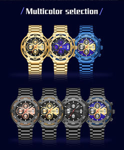 Personnalisez votre propre logo, montre à quartz Nibosi 2577 en acier inoxydable, montre de luxe avec aiguilles lumineuses, montre-bracelet pour homme, Reloj Homme Montre - Product Image 1