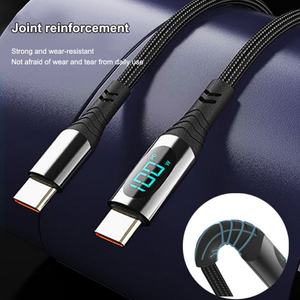 Cable USB Tipo C a Tipo C de Carga Rápida de 240W con Pantalla LED, Cable Trenzado Tipo C, Accesorios para Teléfonos Móviles, Venta al Por Mayor de Fábrica - Product Image 3