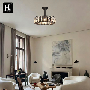 Lámpara de Techo Moderna y Elegante con Ventilador de Cristal, Negra, Iluminación Interior para Dormitorios y Comedores, Decoración del Hogar con Control Remoto - Product Image 6