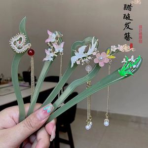 Accesorios Vintage Hanfu para el Cabello de Verano para Mujeres y Niñas: Palillos para Moños, Horquillas de Acetato con Flores y Pasadores para el Cabello - Product Image 1