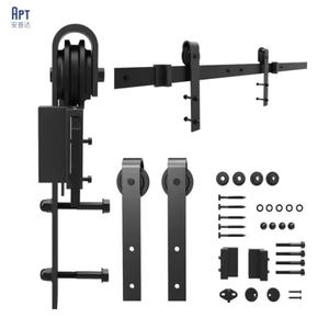 Pintu gudang geser Interior dengan Kit rel, pintu gudang lipat dua kayu pedesaan, perangkat keras tersembunyi untuk desain hemat ruang - Product Image 2