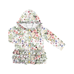 Sudaderas con Botones de Flores para Niñas, Mangas Largas, Chaquetas con Volantes para Otoño, Abrigos y Prendas Exteriores de Boutique para Niñas, Venta al por Mayor - Product Image 4