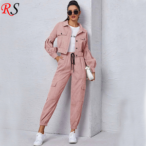 Offre Spéciale Ensemble de jogging en gros nouveau design à la mode Survêtement <span class=keywords><strong>cargo</strong></span> en velours côtelé pour femmes - Product Image 1