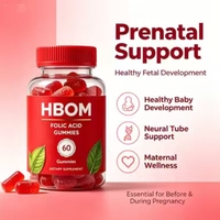 Caramelos Blandos de Ácido Fólico de Marca Propia OEM, Sabor Frambuesa, Suplemento Prenatal, Suplemento Dietético para la Fertilidad Femenina, 60 Piezas