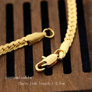 simple cubano enlace necklace gargantilla cadena de serpiente buena chain collar de plata chapado en oro 18k 24k para hombres