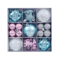 35 pièces de boules de Noël festives en plastique électroplaqué de 6 cm, rouge, vert, or, avec motif de renne, pour décoration suspendue de sapin et de fête