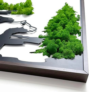 Conjunto de Arte de pared de musgo preservado moderno, decoración de jardín verde ecológico con arte de Metal de oso, no requiere mantenimiento para el uso del suelo - Product Image 1