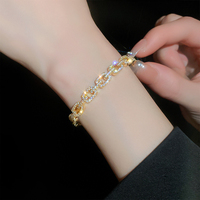Mode Zircon Chaîne Bijoux Bracelets Plaqué Or 18k Réglable Ouvert Diamant Bracelet