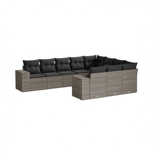 Ensemble de canapés de jardin modulaires en rotin gris, mobilier d'extérieur, capacité de 10 places et plus - Product Image 1